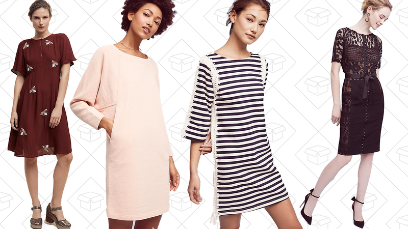 Beaded Firefly Dress, $106 | Cocoon Sweatshirt Dress, $83 | Nautical Patchwork Tunic Dress, $111 | Carissima Sheath, $145